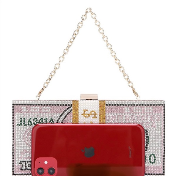 •Bank Roll Betty• Pink Instinct Rhinestone Clutch - Picture 5 of 6